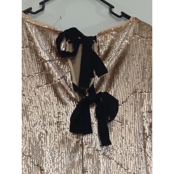 J. Crew Women’s Top Sequin Black Ribbon Zip Back Closure Gold MSRP $148 Size 8 - Picture 16 of 16